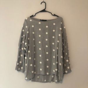 Zara balloon sleeve polka dot top